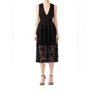 NICHOLAS Black Mosaic Lace Midi Dress Size 10